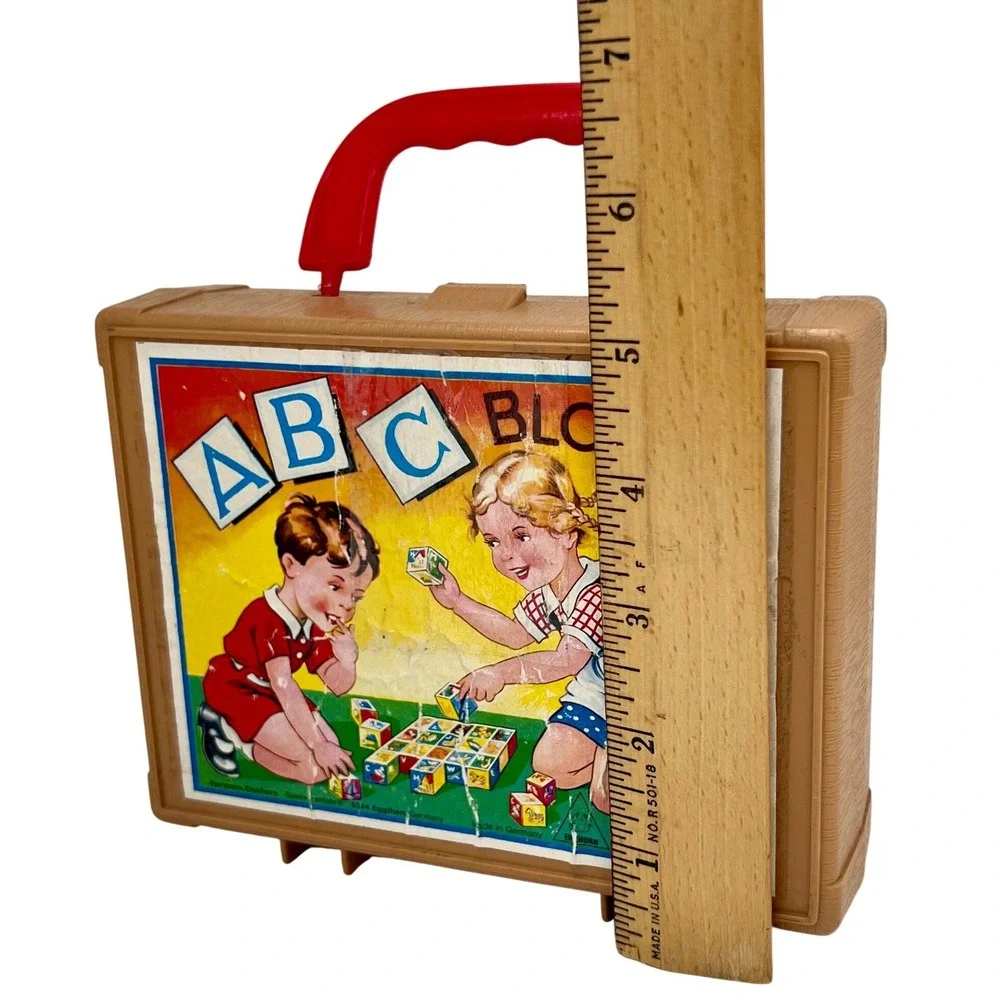 Cube Puzzle EICHHORN Alphabet Number Picture Wooden Germany Vintage Toy Set